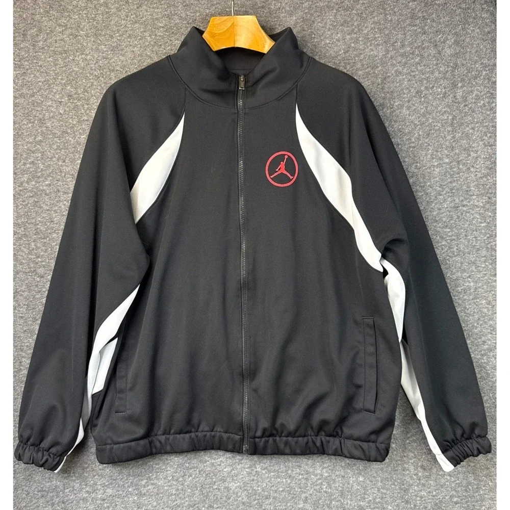 Jordan Jumpman Track Jacket Black White Red Full Zip Men XL Basketball Gym Stain